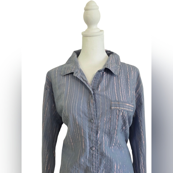 Victoria's Secret Blue And Pink Striped Pajama Shirt Size Large - Picture 4 of 7